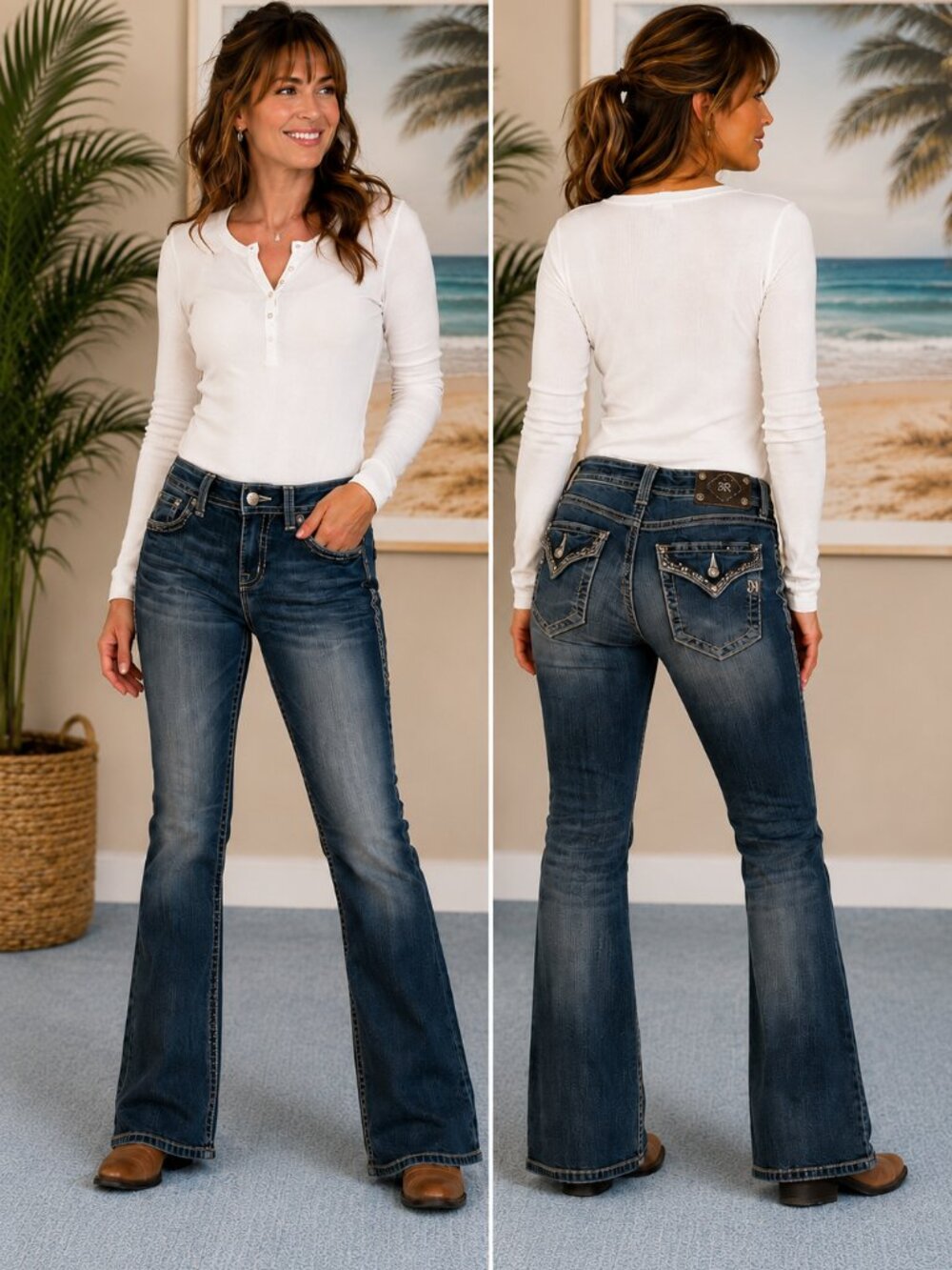 Miss Me | Blue Straight Leg Jeans Medium Wash Vintage Charm- Women's Size 28